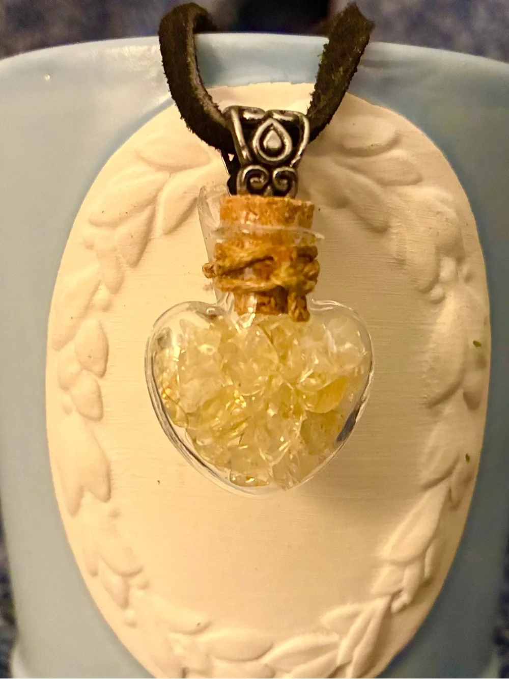 Handmade Citrine Heart Crystal Pendant Necklace